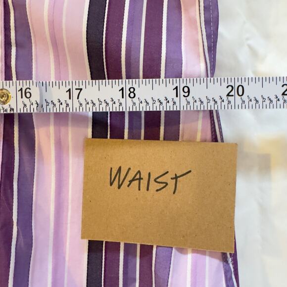 Faconnable Women's Striped Button Up Long Sleeved Shirt Size L Purple Cotton - Picture 7 of 8